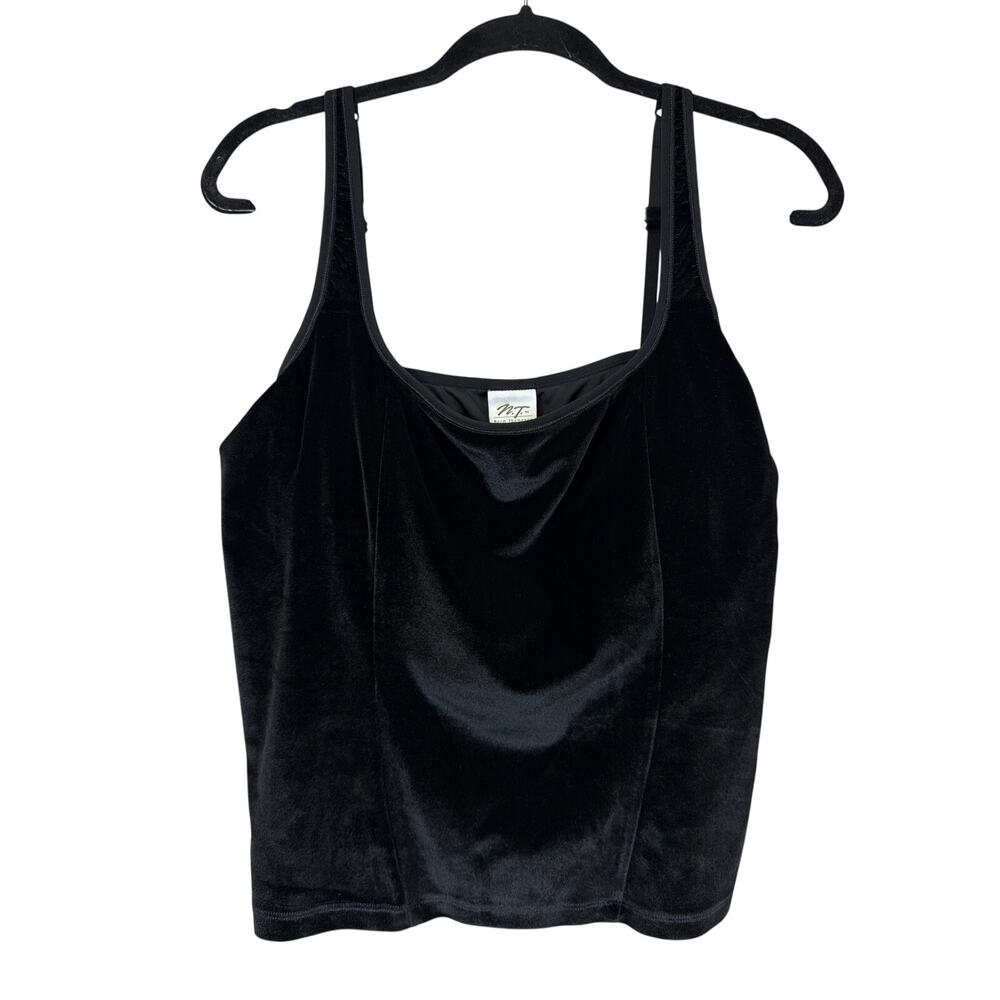 Norm Thompson Black Sleeveless Cropped Velvet Top Size XL